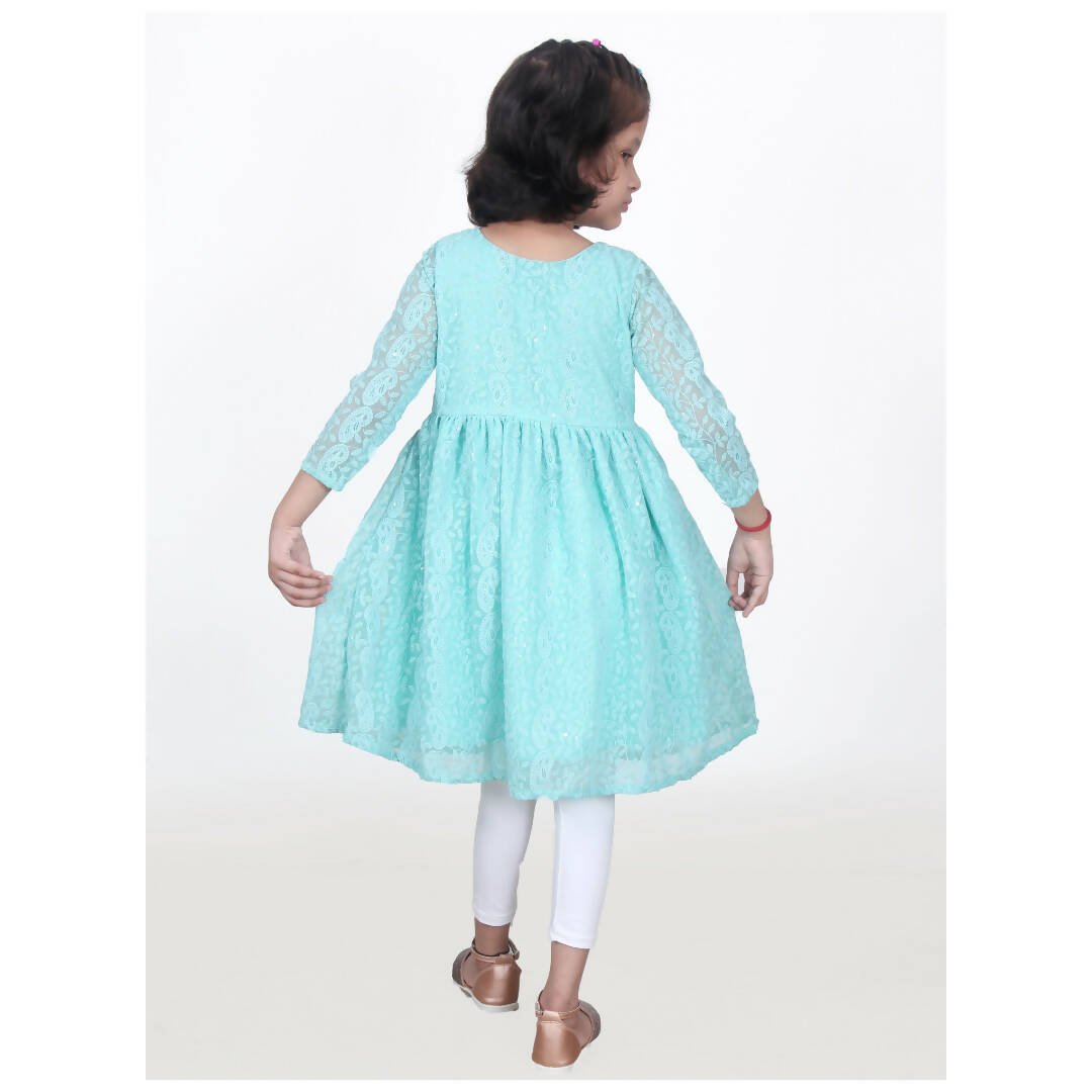 Akarshan viscose Lukhnowi Chikankari Anarkali kurta with Leggings - Green - Distacart
