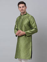 Thumbnail for Jompers Men's Olive Green Collar Embroidered Kurta - Distacart