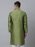 Thumbnail for Jompers Men's Olive Green Collar Embroidered Kurta - Distacart