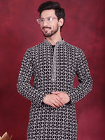 Thumbnail for Jompers Men's Sequins Embroidered Kurta - Grey - Distacart