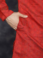 Thumbnail for Jompers Men's Red Woven Design Kurta - Red - Distacart