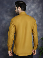 Thumbnail for Jompers Men's Mustard Solid Short Kurta - Distacart
