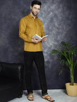 Thumbnail for Jompers Men's Mustard Solid Short Kurta - Distacart