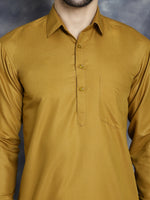Thumbnail for Jompers Men's Mustard Solid Short Kurta - Distacart