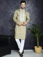 Thumbnail for Jompers Men's Sequins Embroidered Kurta - Beige - Distacart