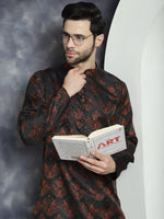 Thumbnail for Jompers Men's Bronze Silk Blend Straight Kurta - Bronze - Distacart
