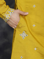 Thumbnail for Jompers Men's Embroidered Kurta - Mustard - Distacart