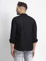 Thumbnail for Jompers Men's Cotton Solid Short Kurta - Black - Distacart