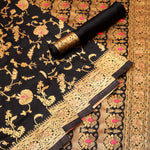 Thumbnail for NOZ2TOZ Jacquard Lichi Silk Black Saree With Unstitched Blouse Piece - Distacart