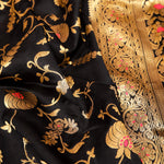 Thumbnail for NOZ2TOZ Jacquard Lichi Silk Black Saree With Unstitched Blouse Piece - Distacart