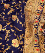 Thumbnail for NOZ2TOZ Jacquard Lichi Silk Blue Saree With Unstitched Blouse Piece - Distacart