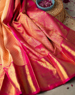 Thumbnail for NOZ2TOZ Jacquard Lichi Silk Peach Saree With Unstitched Blouse Piece - Distacart