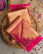 Thumbnail for NOZ2TOZ Jacquard Lichi Silk Peach Saree With Unstitched Blouse Piece - Distacart