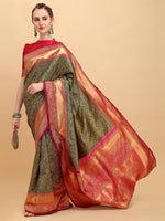 Thumbnail for NOZ2TOZ Jacquard Lichi Silk Green Saree With Unstitched Blouse Piece - Distacart