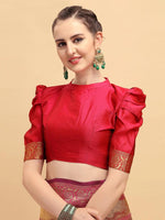 Thumbnail for NOZ2TOZ Jacquard Lichi Silk Green Saree With Unstitched Blouse Piece - Distacart