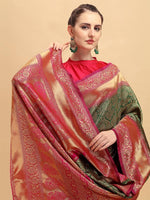 Thumbnail for NOZ2TOZ Jacquard Lichi Silk Green Saree With Unstitched Blouse Piece - Distacart