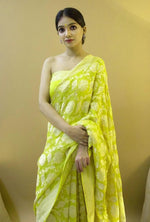 Thumbnail for NOZ2TOZ Jacquard Lichi Silk Green Saree With Unstitched Blouse Piece - Distacart