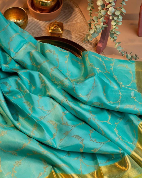 NOZ2TOZ Jacquard Lichi Silk Pista Saree With Unstitched Blouse Piece - Distacart