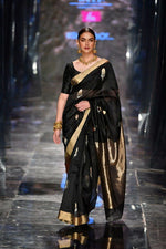 Thumbnail for NOZ2TOZ Jacquard Lichi Silk Black Saree With Unstitched Blouse Piece - Distacart