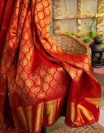 Thumbnail for NOZ2TOZ Jacquard Lichi Silk Red Saree With Unstitched Blouse Piece - Distacart