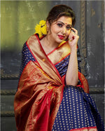 Thumbnail for NOZ2TOZ Jacquard Lichi Silk Blue Saree With Unstitched Blouse Piece - Distacart