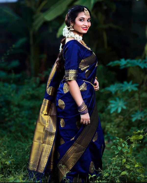 NOZ2TOZ Jacquard Lichi Silk Blue Saree With Unstitched Blouse Piece - Distacart