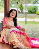 Thumbnail for NOZ2TOZ Jacquard Lichi Silk Cream Saree With Unstitched Blouse Piece - Distacart