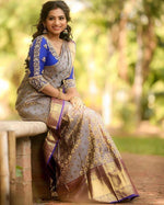 Thumbnail for NOZ2TOZ Jacquard Lichi Silk Beige Saree With Unstitched Blouse Piece - Distacart