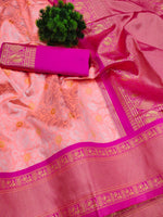 Thumbnail for NOZ2TOZ Jacquard Lichi Silk Pink Saree With Unstitched Blouse Piece - Distacart