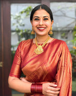 Thumbnail for NOZ2TOZ Jacquard Lichi Silk Maroon Saree With Unstitched Blouse Piece - Distacart