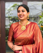 Thumbnail for NOZ2TOZ Jacquard Lichi Silk Maroon Saree With Unstitched Blouse Piece - Distacart