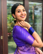 Thumbnail for NOZ2TOZ Jacquard Lichi Silk Purple Saree With Unstitched Blouse Piece - Distacart