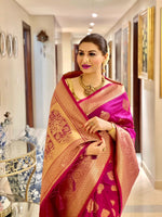 Thumbnail for NOZ2TOZ Jacquard Lichi Silk Pink Saree With Unstitched Blouse Piece - Distacart
