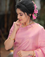 Thumbnail for NOZ2TOZ Jacquard Lichi Silk Pink Saree With Unstitched Blouse Piece - Distacart