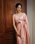 Thumbnail for NOZ2TOZ Jacquard Lichi Silk Peach Saree With Unstitched Blouse Piece - Distacart