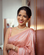 Thumbnail for NOZ2TOZ Jacquard Lichi Silk Peach Saree With Unstitched Blouse Piece - Distacart