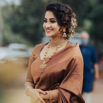 Thumbnail for NOZ2TOZ Jacquard Lichi Silk Brown Saree With Unstitched Blouse Piece - Distacart