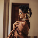 Thumbnail for NOZ2TOZ Jacquard Lichi Silk Brown Saree With Unstitched Blouse Piece - Distacart