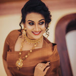 Thumbnail for NOZ2TOZ Jacquard Lichi Silk Brown Saree With Unstitched Blouse Piece - Distacart