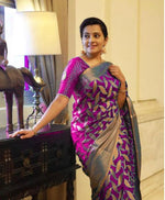 Thumbnail for NOZ2TOZ Jacquard Lichi Silk Purple Saree With Unstitched Blouse Piece - Distacart