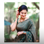 Thumbnail for NOZ2TOZ Jacquard Lichi Silk Green Saree With Unstitched Blouse Piece - Distacart