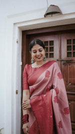 Thumbnail for NOZ2TOZ Jacquard Lichi Silk Maroon Saree With Unstitched Blouse Piece - Distacart