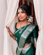 Thumbnail for NOZ2TOZ Jacquard Lichi Silk Green Saree With Unstitched Blouse Piece - Distacart