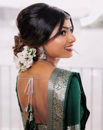 Thumbnail for NOZ2TOZ Jacquard Lichi Silk Green Saree With Unstitched Blouse Piece - Distacart