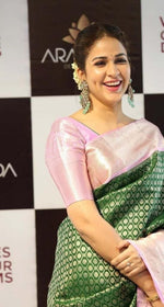 Thumbnail for NOZ2TOZ Jacquard Lichi Silk Green Saree With Unstitched Blouse Piece - Distacart