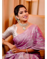 Thumbnail for NOZ2TOZ Jacquard Lichi Silk Pink Saree With Unstitched Blouse Piece - Distacart