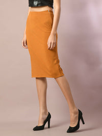 Thumbnail for Myshka Women's Mustard Solid Knee Length Party Embellished Skirts - Distacart