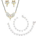 Thumbnail for AanyaCentric Gold-plated Mangalsutra Pendant Earring Set & Silver Plated Anklet - Distacart