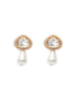 Thumbnail for Kundan Studs with Pearl Drop (Gold) - Ruby Raang - Distacart