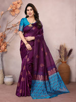 Thumbnail for Vedant Vastram Soft Litchi Silk Kanjeevaram Saree - Wine - Distacart
